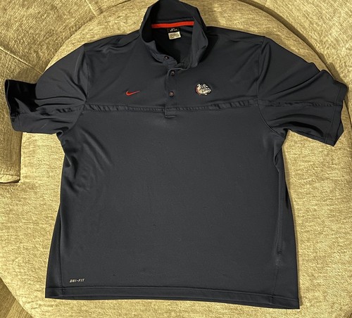 Nike Gonzaga Bulldogs Polo Shirt Men XXL Blue Short Sleeve Dri-Fit Stretch - Picture 1 of 3