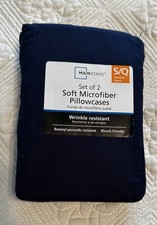 2 Navy Blue Mainstays Standard Pillowcases