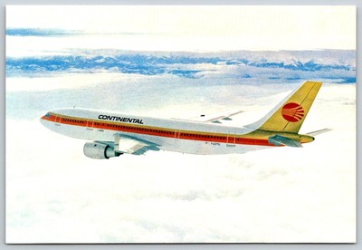 Airbus A300 Continental Airlines Postcard IN FLIGHT 4x6