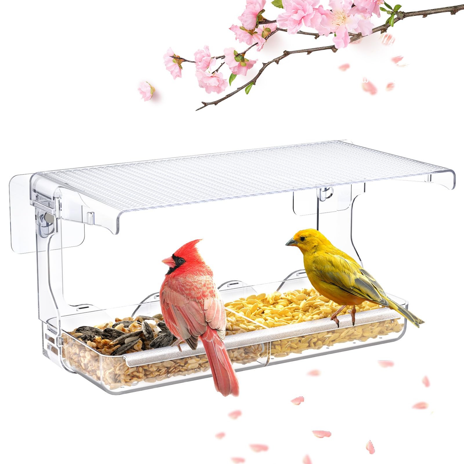 For Outdoors, Clear Birds Feeders Window Mounted With Self...