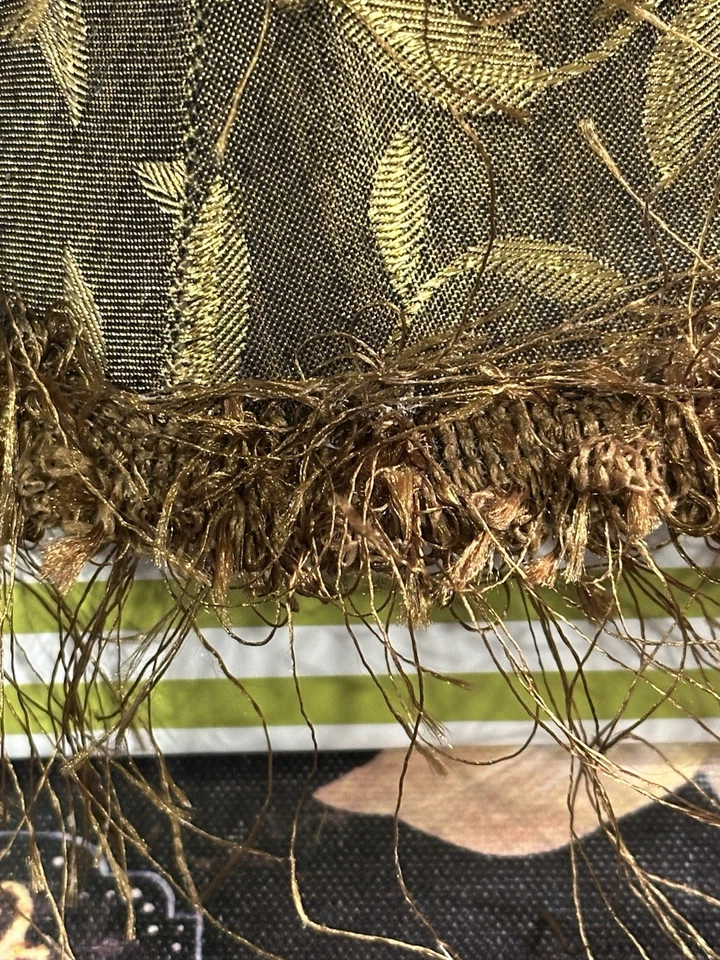 Hermosa pantalla de lámpara con clip-5”H-marrón oscuro y hojas doradas-flecos de pestañas-bonito Foto 3 de 4