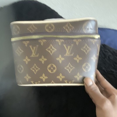 Louis Vuitton Monogram Makeup Case Brown Beige Zipper Canvas Leather