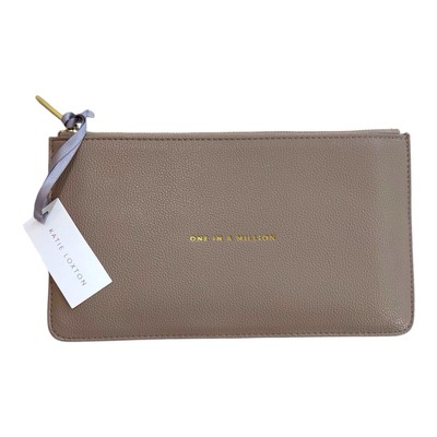 NWT Katie Loxton Light Taupe Zippered Clutch Purse Pouch   One In A Million 