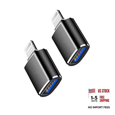 (Apple MFi Certified)Lightning Male to USB3.0 Female Adapter OTG Cable,2 Black