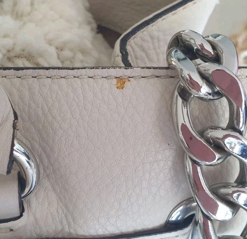 Michael Kors Hamilton East West Cream Pebbled Leather Satchel Shoulder Tote Bag - Picture 4 of 15