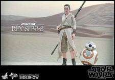 Star Wars Force Awakens Sideshow Hot Toys 1 6 scale figure Rey and BB8 NEW