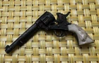 Vintage 1950s Miniature Toy Cap Gun Revolver w/ Embossed Steer Grip Western 3.5"