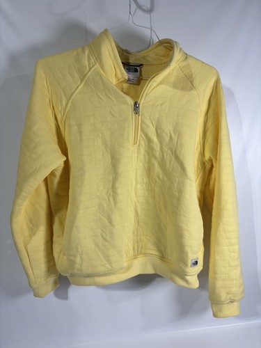 Gelber Damenpullover Größe Large L The North Face Viertelreißverschluss gesteppt