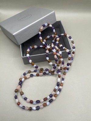 Jay King DTR Sterling Silver Multicolor Natural Stones Beaded 60  Necklace NIB
