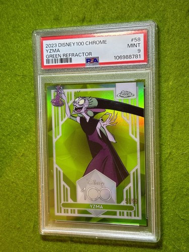 Yzma DISNEY GREEN REFRACTOR #/99 PSA 9 SP 2023 Topps Chrome DISNEY 100 Emperor's - Picture 18 of 24