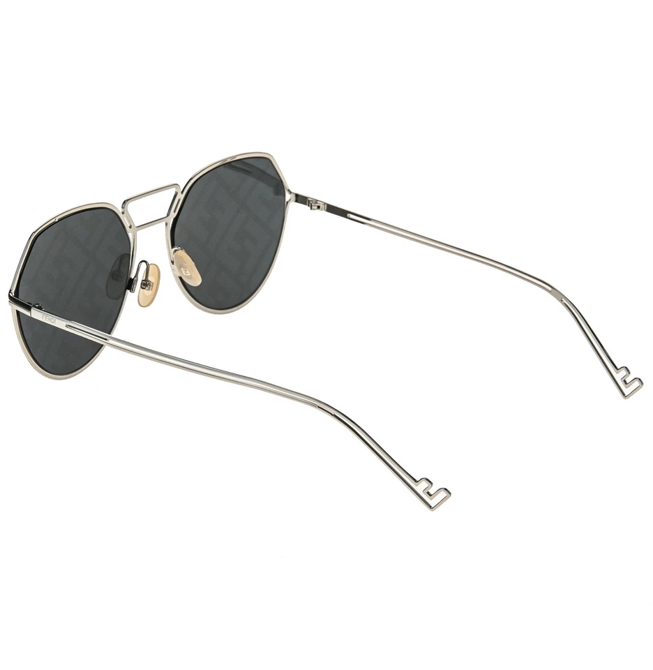 Очки солнцезащитные FENDI FFM0073S GRID 0073 серебристые черные с принтом FF зеркальные с монограммой металлические - Изображение 4 из 4