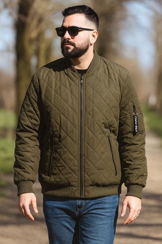 Calvin Klein L Herren Stepp Baseball Jacke Rippstrickbesatz Stepp Bomberjacke - Bild 7 von 10