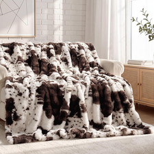 Fluffy Faux Fur Throw Blanket for Couch Bed 50X60, Luxury Soft Thick