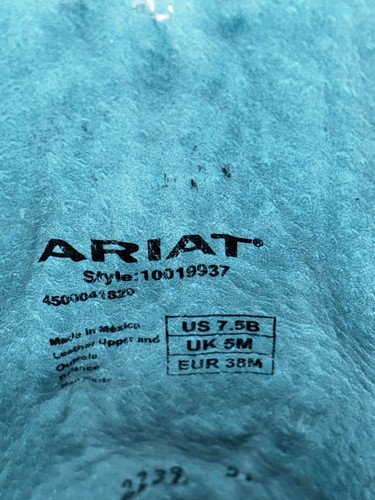 Ariat Cowgirl ‘Derby’ Suede Boots Turquoise/White Leather Womens Size 7.5 B - Picture 13 of 14
