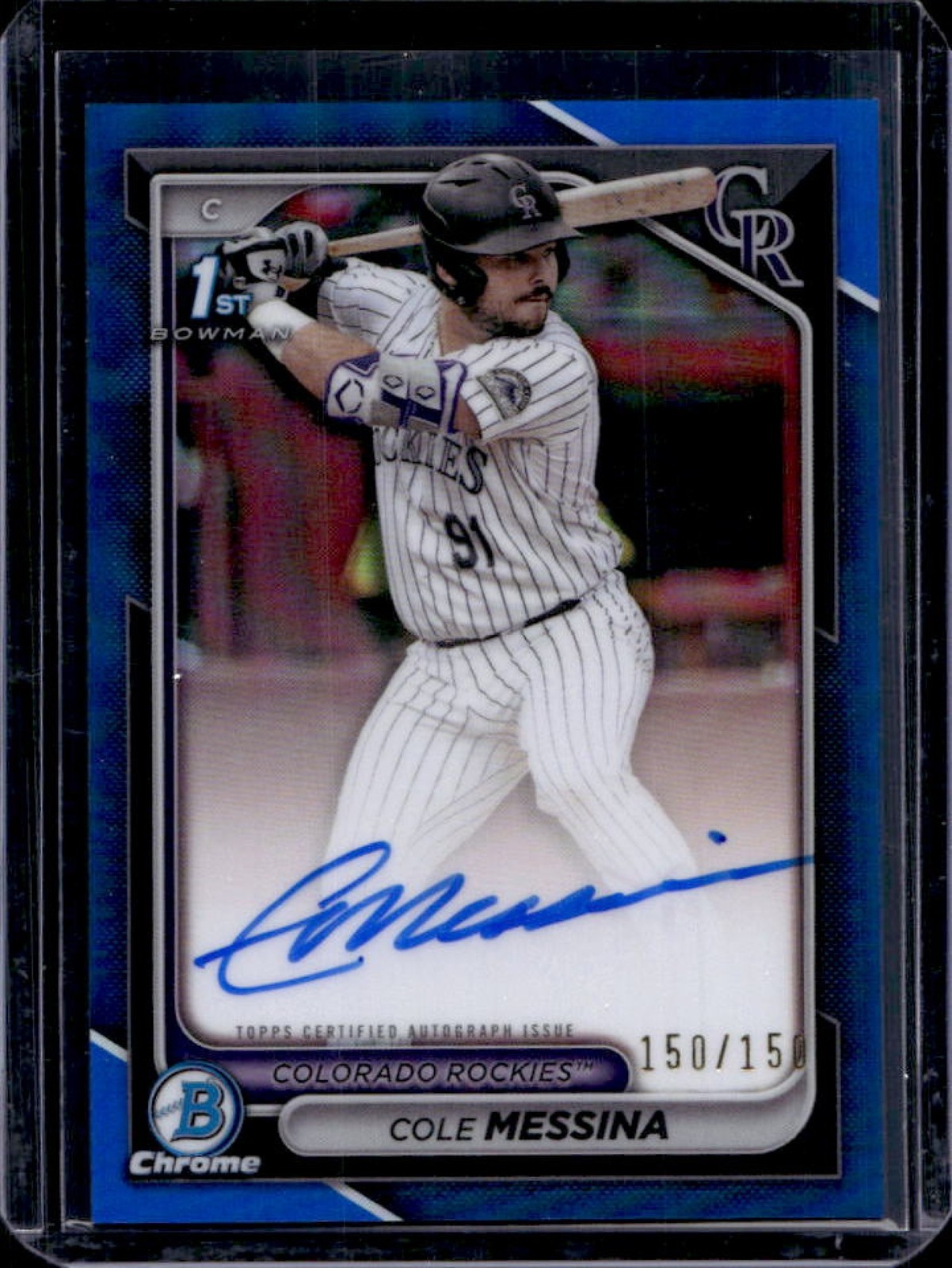 2024 Bowman Draft Cole Messina Chrome Auto Blue Refractor 1st #150/150