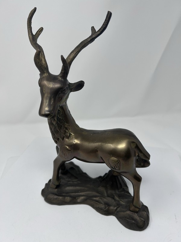 Vtg Bronze Elk Deer Stag Mid-Century Modern Figurine