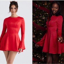 HOUSE OF CB 'Sacha' Red Satin Mini Dress NWOT