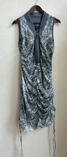 Ronen Chen Noa Midi Dress NWT M Ruched Bubble Zip Designer Print Party Layered