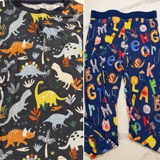 Little Sleepies Pajama Set Dino Top 4T / Alphabet Animals Pants 3T Bamboo
