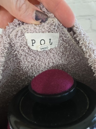 Womens Sz M POL Oversized Fuzzy Teddy Cardigan Sweater Beige Minimalist Casual - Picture 7 of 8