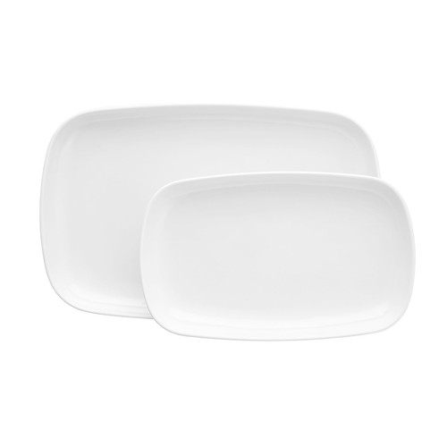 Cooper Melamine/Outdoor 2 Piece Platter Set, 2 piece Platter Set, White