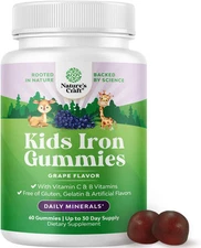 Kids Iron Gummies - Blood Builder Supplements for 60 Count (Pack of 1) 