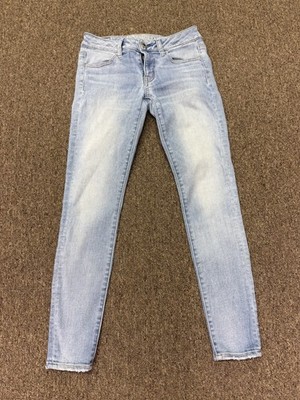 American Eagle Girls Jeans Skinny Super Stretch Light Wash Distressed 4