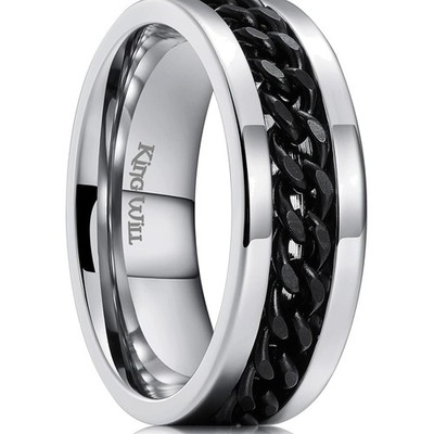King Will Intertwine Herren-Ring Edelstahl drehbar 8 mm Schwarz Blau Silber -...