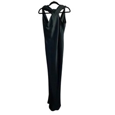 Lovely Satin Maxi Dress Emerald Green Small Halter Neck Formal Wedding Guest