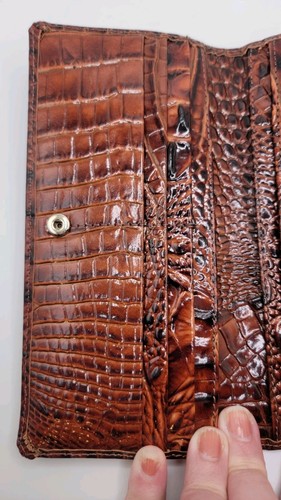 Brahmin Pecan Melbourne Brown Ady Wallet and Credit Card Holder EUC Croc Embosse - Picture 7 of 15