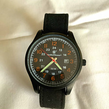 Smith & Wesson Military Quartz 50m Black Analogue Date 24-Hr Nylon Strap