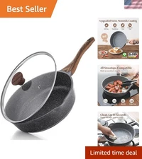 Nonstick Skillet, Deep Frying Pan 10/11/12-inch, Saute Pan with Lid, Stay-coo...