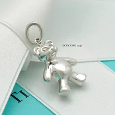 Authentic Tiffany & Co. Teddy Bear Pendant Charm Sterling Silver 925 w/Pouch