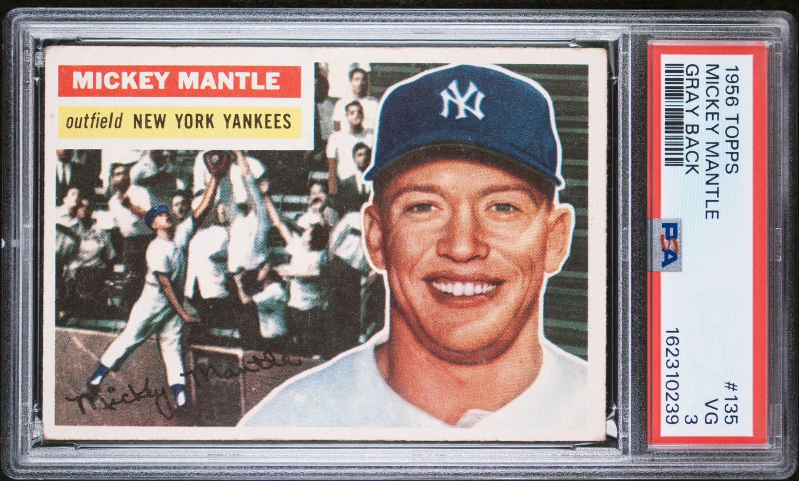 1956 Topps #131 MICKEY MANTLE Gray Back PSA 3 - WELL CENTERE (Recently Graded)