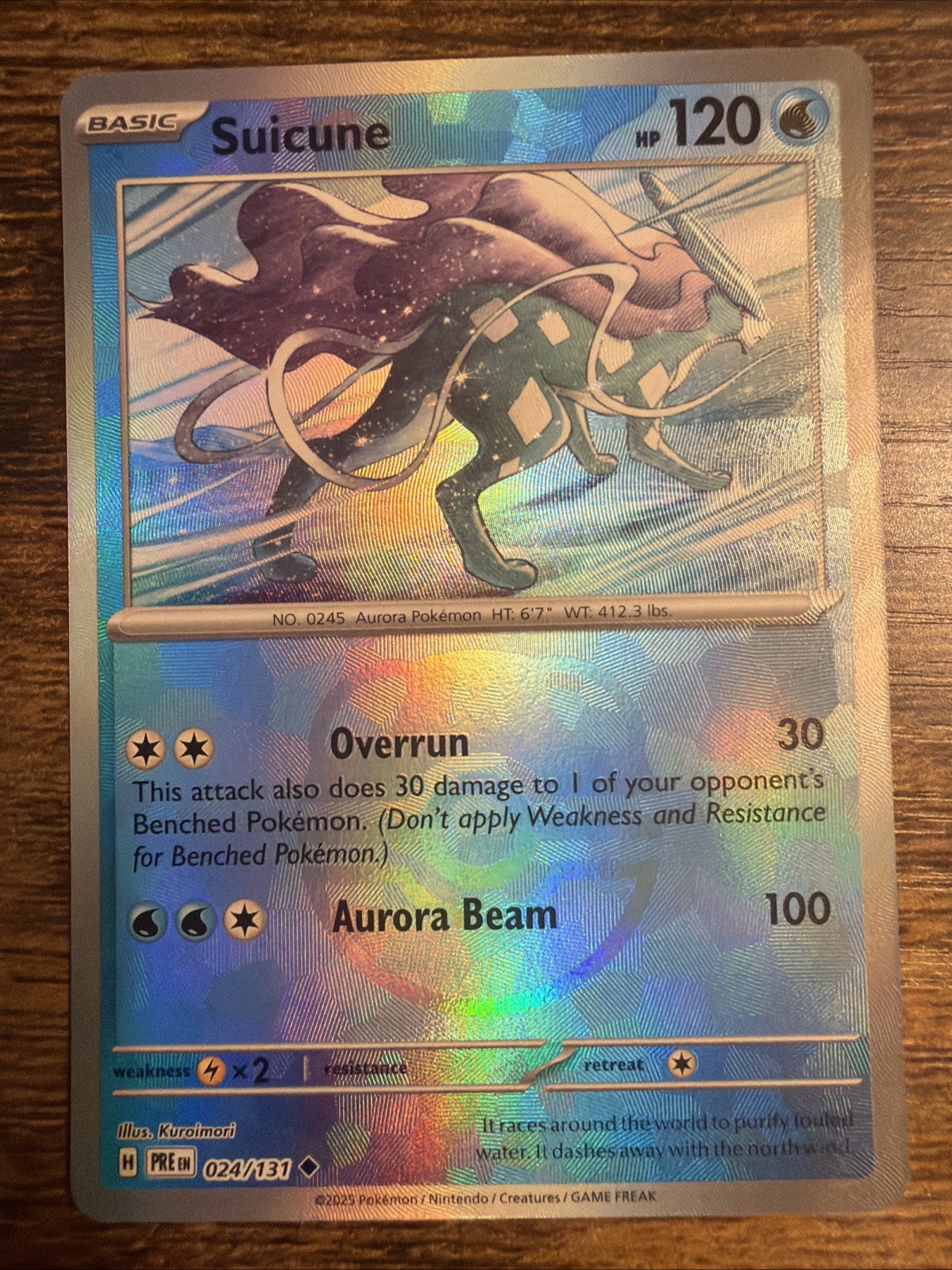 SUICUNE 024/131 PRISMATIC EVOLUTIONS POKEMON (MASTER BALL HOLO, NM)
