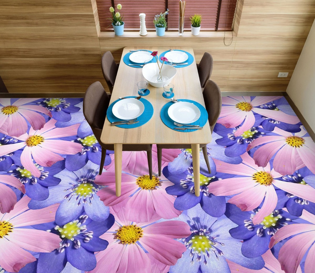 3D Pink Flower SKE3445 Floor WallPaper Print Decal Epoxy Floor