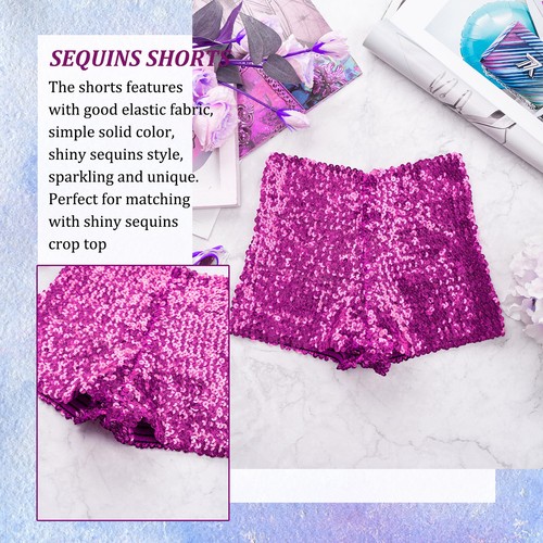Girls Sequins Dance Shorts Rave Booty Dance Shorts Sparkle Short Hot Pants - Picture 79 of 106