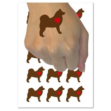 Alaskan Malamute Dog with Heart Temporary Tattoo Water Resistant Body Art Set