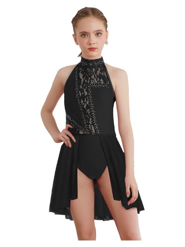 Kids Dancewear Lace Dress Gymnastics Leotard Gift Ice Skating Cheerleading Show - Picture 37 of 86