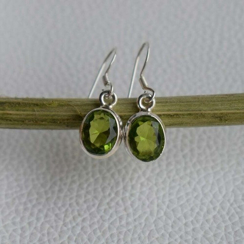 925 Sterling Silver Oval Shape Gems Hook Fastening Handmade Earrings KGJ-E-1011 - Picture 9 of 27