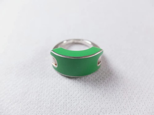 Anillo grueso BOTTEGA VENETA ID verde esmaltado y plata de ley talla 9/19 - Imagen 1 de 7