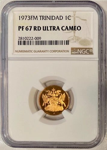 1973-FM Proof Trinidad & Tobago 1 Cent, NGC PF-67 RD Ultra Cameo