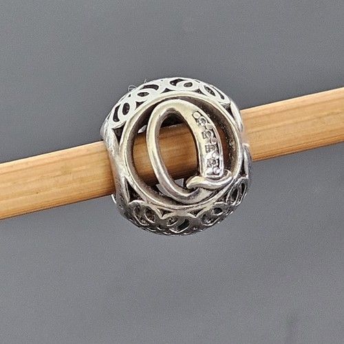 Pandora Vintage CZ Letter Q Alphabet Silver Openwork Charm 791861 Free Post - Picture 5 of 15