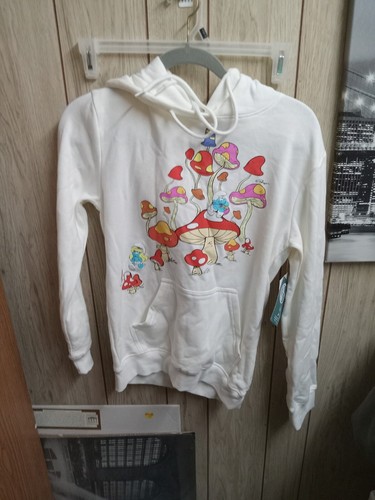 NWT Smurfs White Hoodie Sweatshirt Girls Jr Xs - Picture 2 of 4