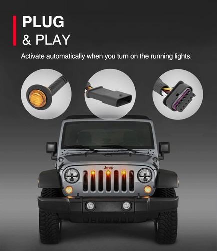 Pre-Runner LED Grille Light Bar Kit For Jeep Wrangler JK 2-Door/4-Door 2007-2018 - Picture 11 of 12