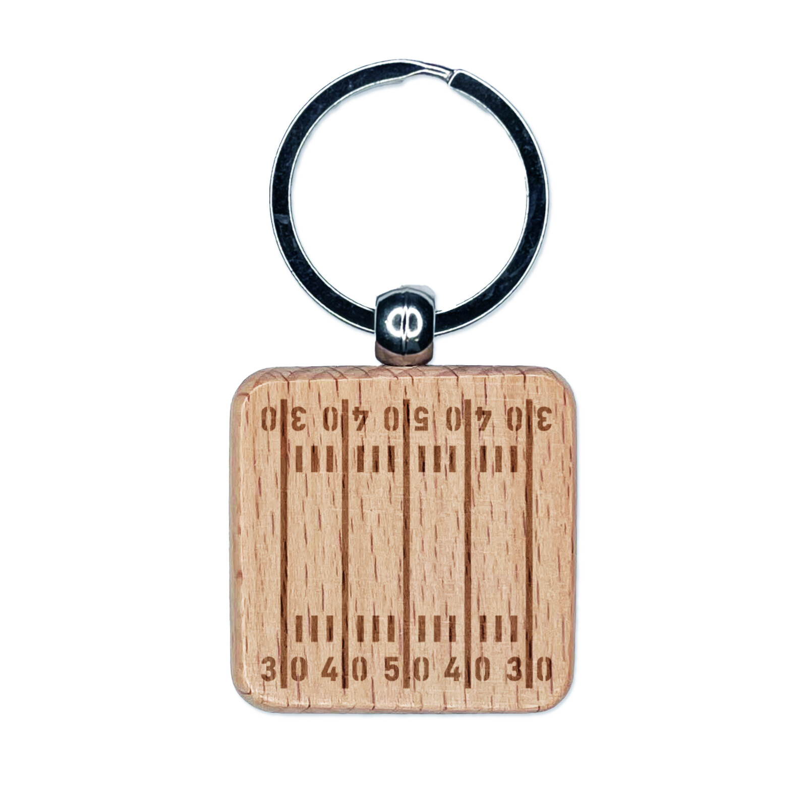 Football Field Yardlines Engraved Wood Square Keychain Tag Charm