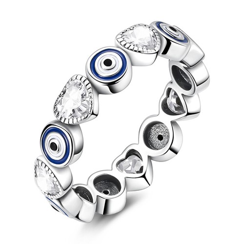 MULA Original Blaue Augen Liebe Finger Ring Für Frauen Schmuck 925 Versilbert - Picture 1 of 7