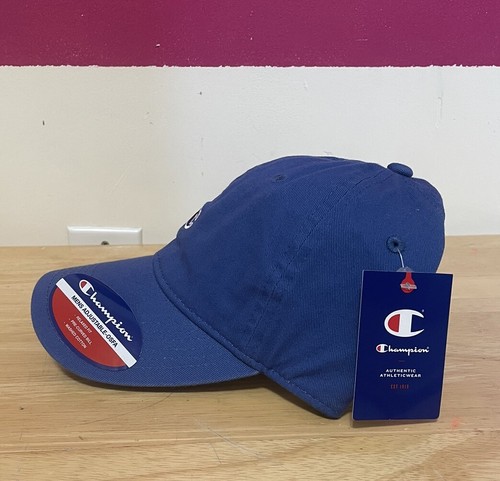 Champion Small Logo Hat Adult Adjustable Strap Back Blue New! - Picture 3 of 7