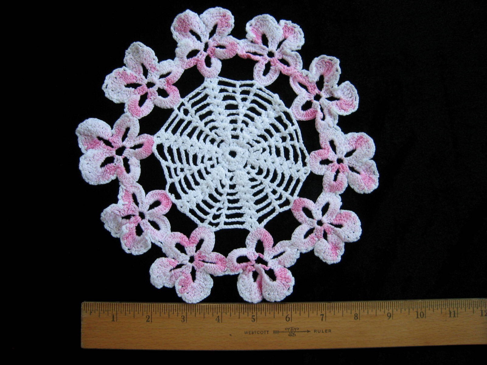 Charming Lot of 7 Vintage Mostly Pink Crocheted Lace Doilies eBay