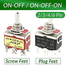 Heavy Duty Metal Toggle Switch On-Off / On-Off-On 15A 250Vac For Car Dash Boat